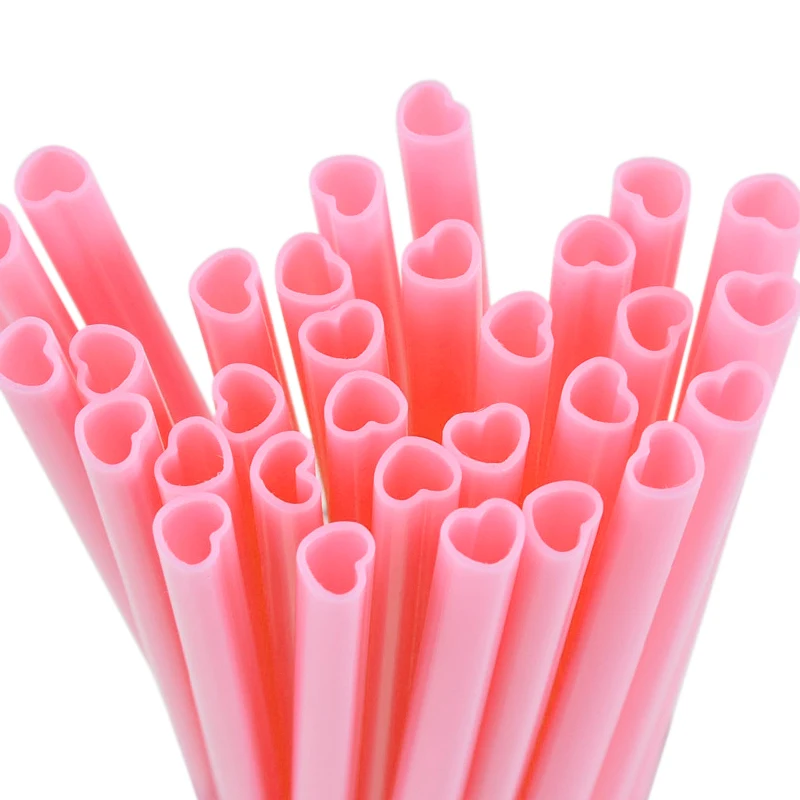 

20/50Pcs Heart Shape Pink Disposable Straws for Wedding Bridal Shower Decoration Bachelorette Hen Party Birthday Supplies