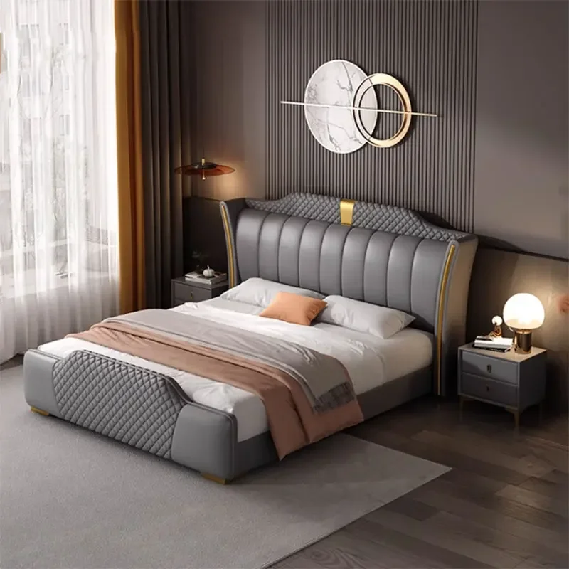 

Luxury Frame Double Bed 200 X 200 King Size Lit 180X200 Queen Bed Luxury Modern Full Lit 2 Personnes Bedroom Home Furniture