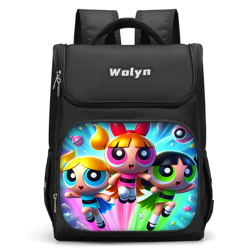 Cute P-PowerpuffS Girls Large Child Backpack Boy Girls School Bag For Men Women Traveling Backpack Durable and Multi Compartmen