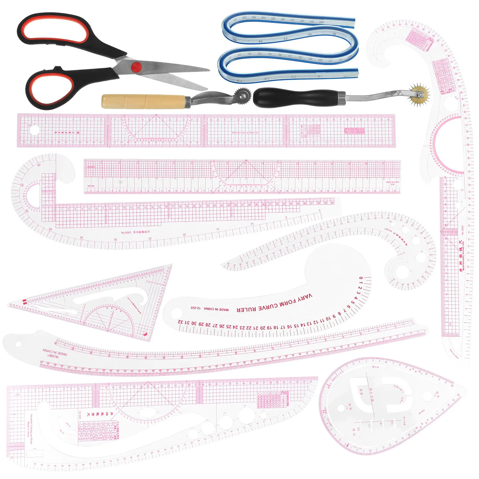 

14Pcs Curve Ruler Set for Pattern Making Sewing Rulers and Guides for Fabric Tracing Wheel Beginners Sewing Rulers Professional