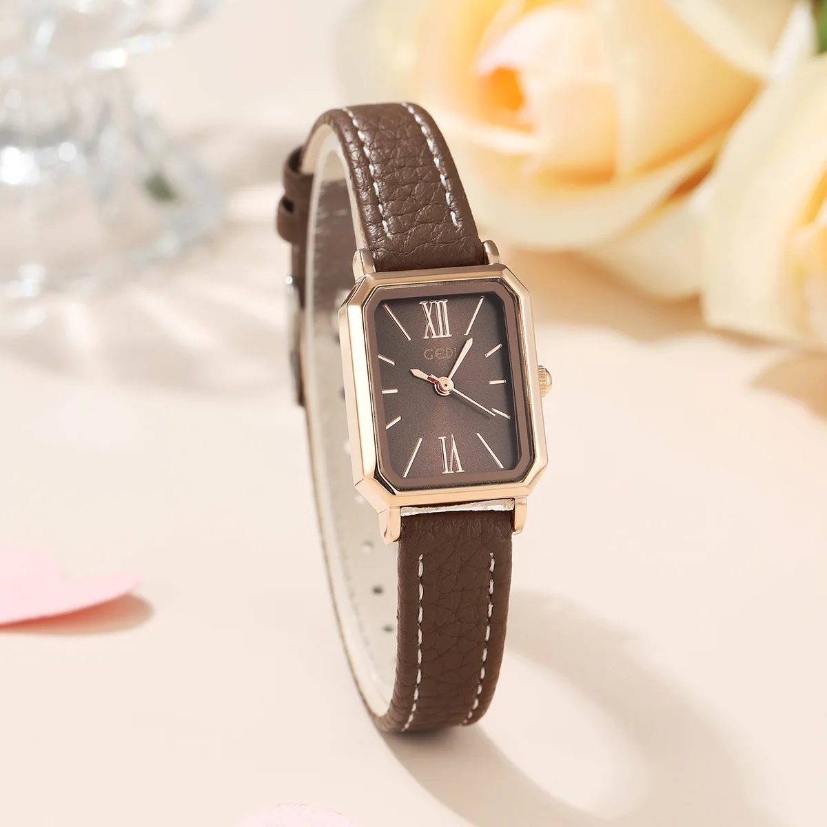 GEDI Simple Luxury Women's Watch Korean Version Student Square Retro Temperament Waterproof Female Fashion Quartz Watches Gift