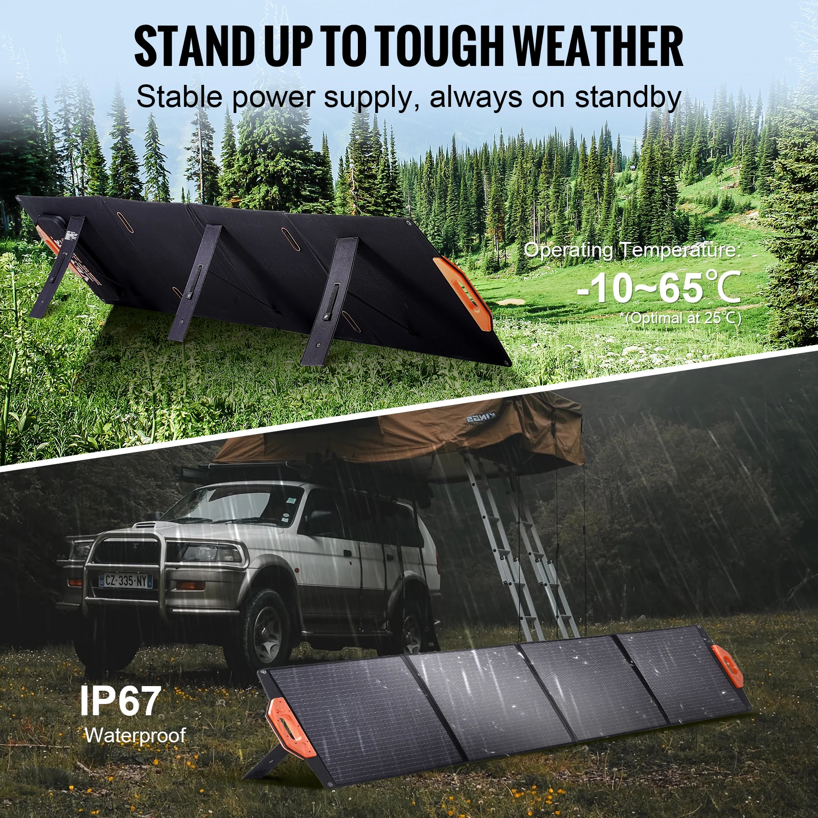 VEVOR Portable Monocrystalline Solar Panel Foldable ETFE Charger Efficiency Panel Waterproof for Power Stations Camping Hiking