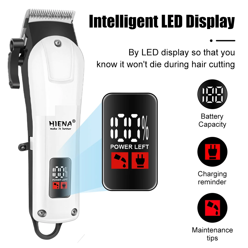 ماكينة قص الشعر من HIENA Barber Blading، ماكينة حلاقة احترافية قابلة لإعادة الشحن