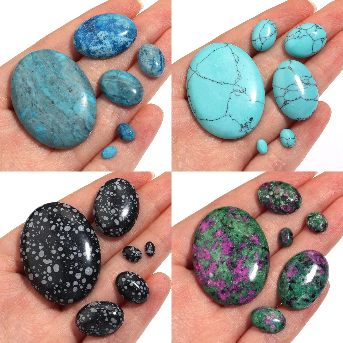 2-10pcs/lot Oval Natural Stone Cabochons Turquoise Shining Stone Alabaster Cabochons For DIY Jewelry Making Setting Gemstone ﻿