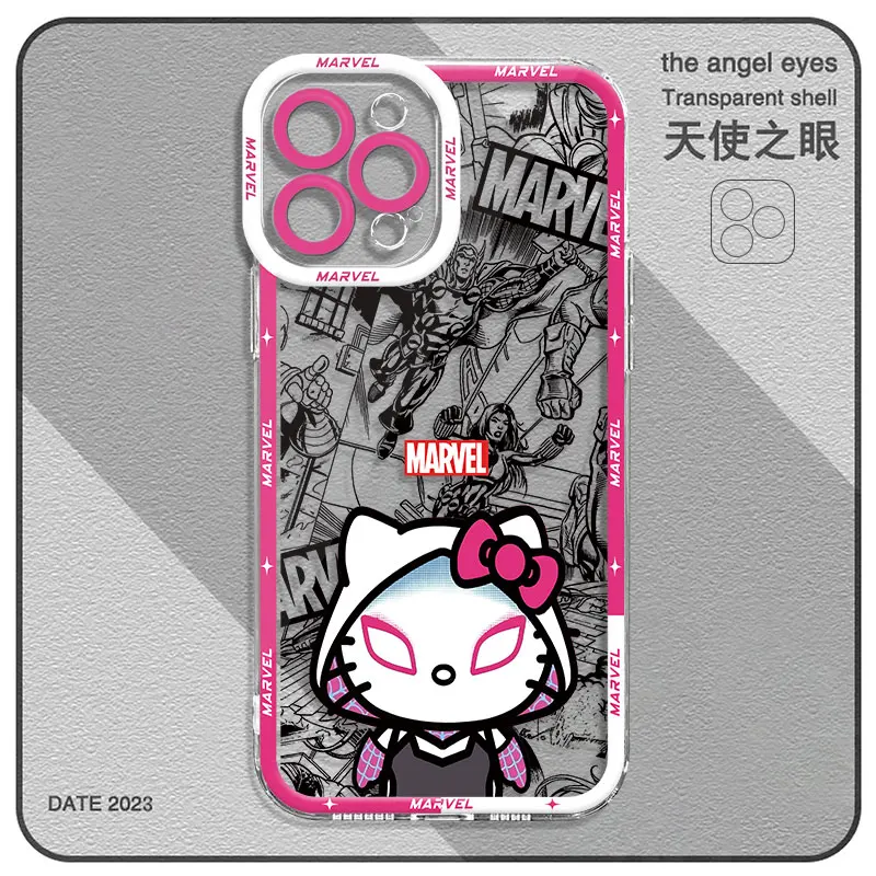 Marvel Spidermans Cartoon Cute Case for iPhone 15 16 Plus XR 13 16 Pro Max 14 Pro 12 Mini X XS SE 11 Bag Transparent Soft Cover