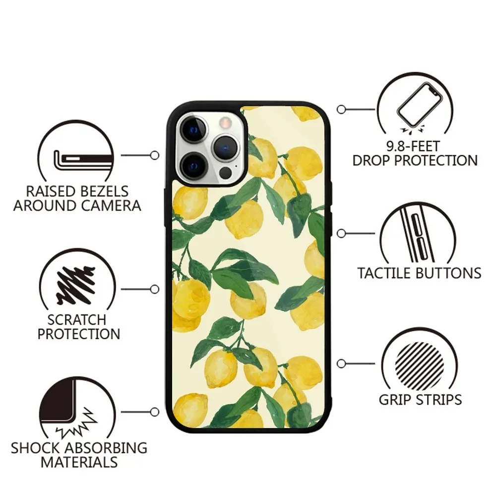 Funda de teléfono con pintura de limón y fruta para iPhone 15,14,13,12,11,Plus,Pro,Max Mini Magsafe, carga inalámbrica magnética