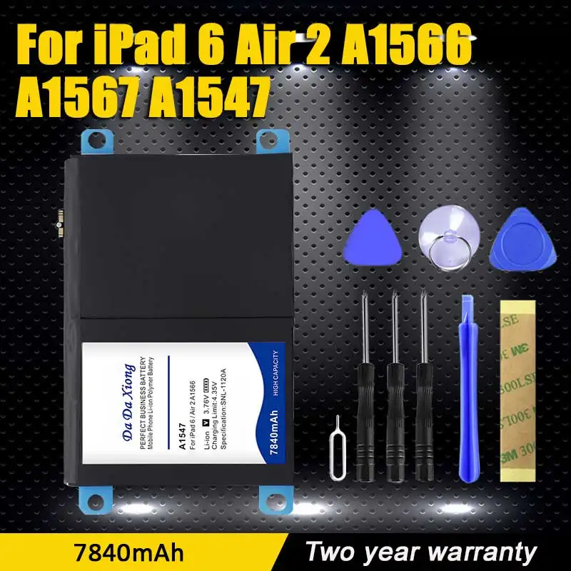 

7840mAh Bateria For iPad 6 Air 2 A1566 A1567 A1547 Send Accompanying Tool