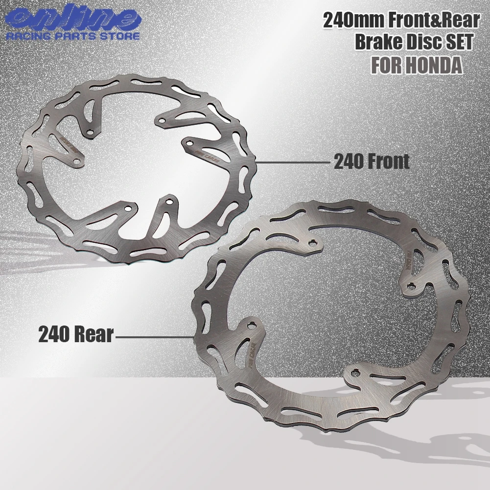 240MM Front and Rear Brake Disc Set Rotor For CR CRF CR125 CR250 CR500 CRF250R CRF250X CRF450R CRF450X Motocross Dirt Pit Bike