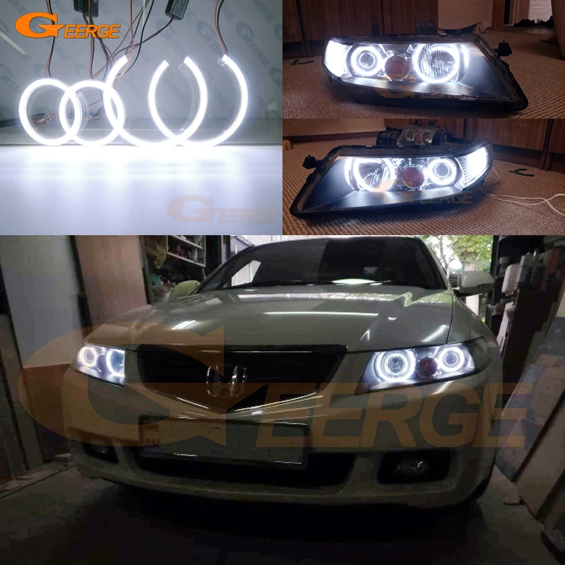 For Honda Accord CL7 CL8 CL9 CM2 ACURA TSX CL 2003 2004 2005 2006 2007 2008 Ultra Bright COB Led Angel Eyes Halo Rings Day Light