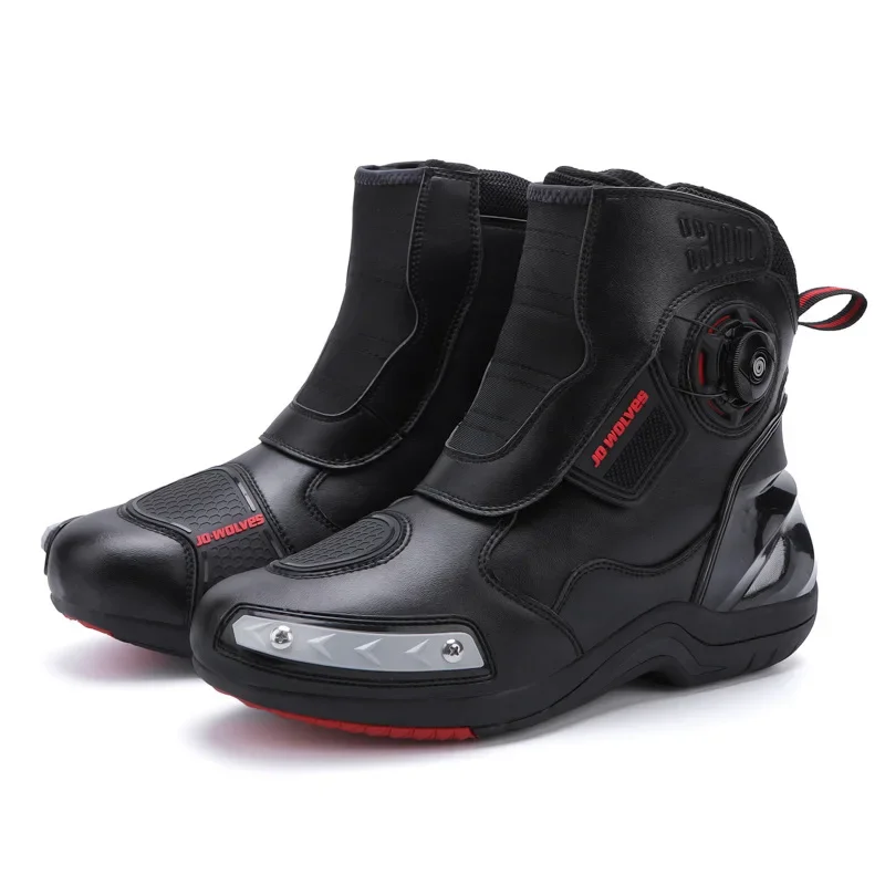 High Top Men Women Waterproof Motorcycle Shoes Luminous Riding Boots Quick Lace Knob Anti-fall Botas Moto Hombre Motorcycle Shoe