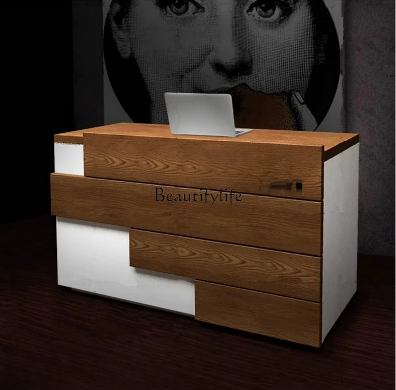 

Retro checkout page cabinet creative bar beauty salon clothing store personalized industrial style reception desk
