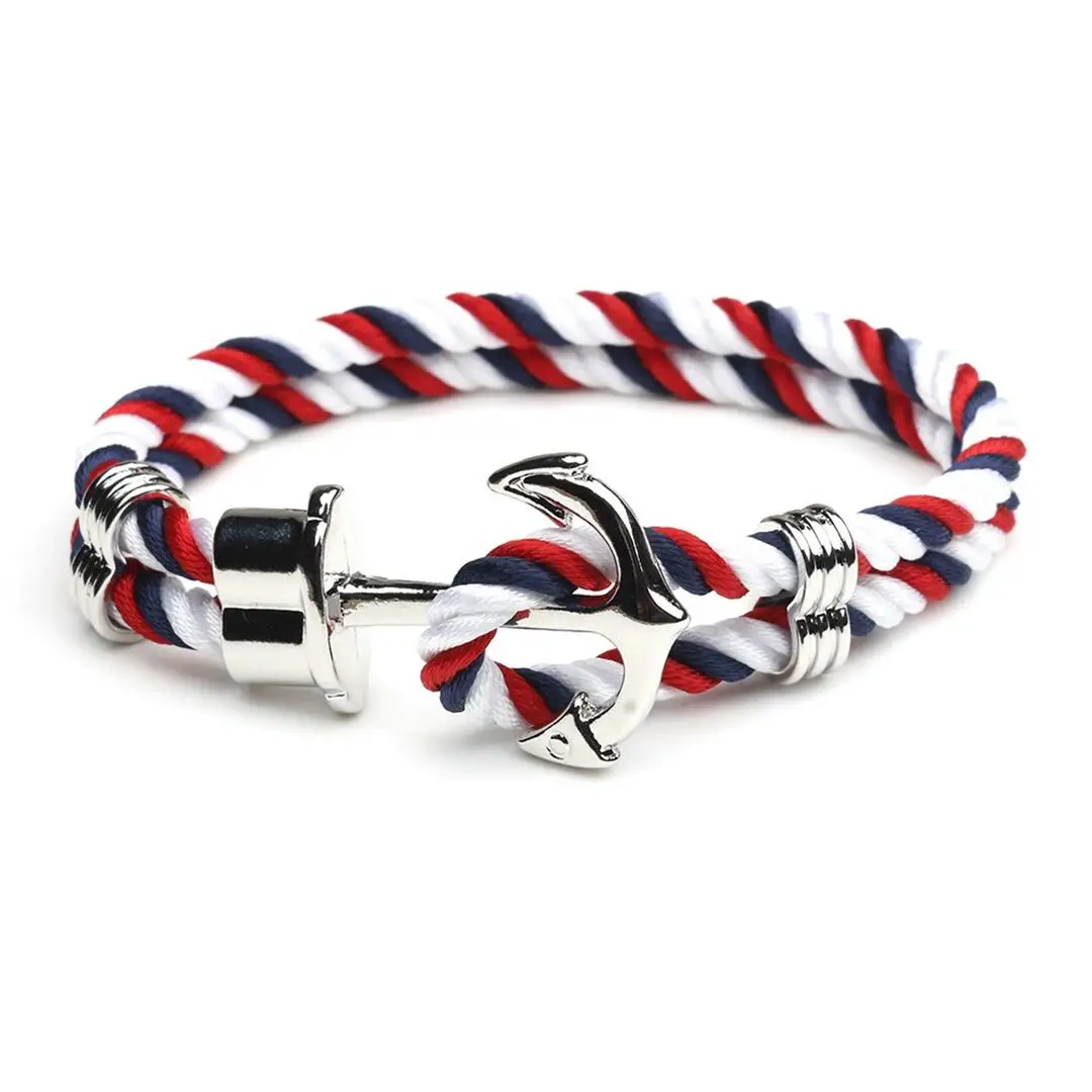 Navy Anchor Bracelet Street Fashion Retro Handmade Couple Double Layer Bracelet Trendy Men's Personalized Bracelet Jewelry Gifts