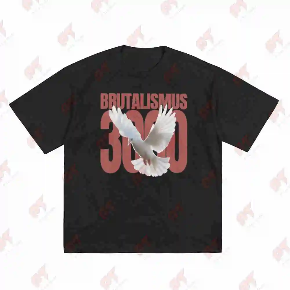 Brutalism 3000 Dove Peace Symbol Rave Techno Short Sleeve Tee 100% Cotton T-Shirt
