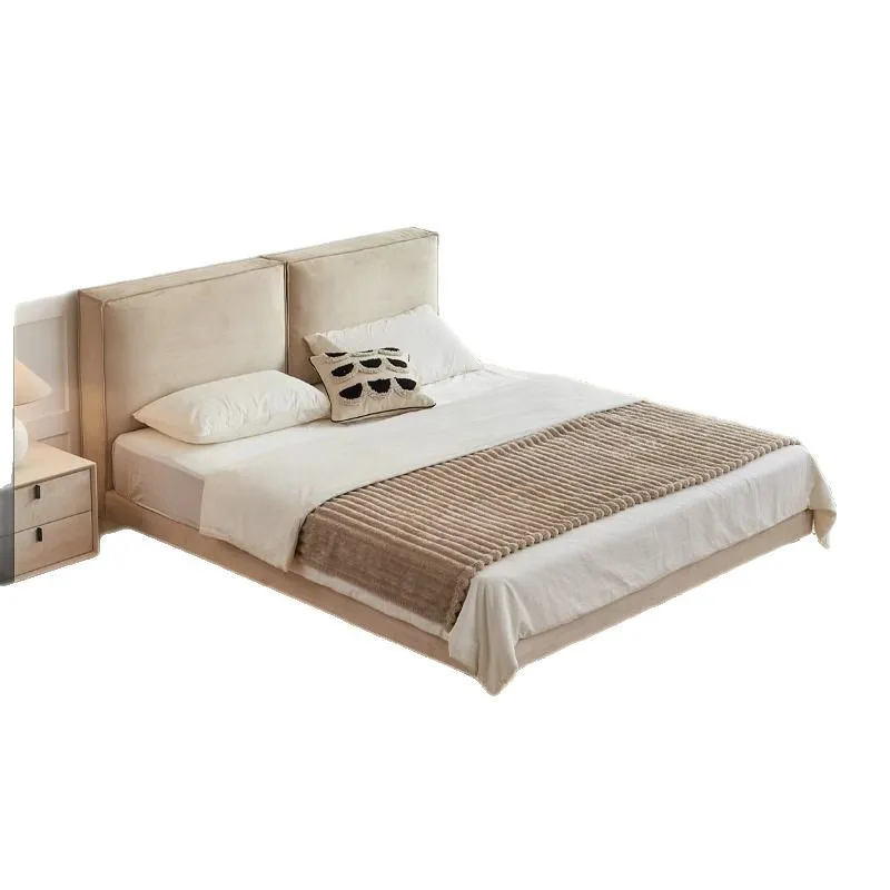 

Tofu cloth bed small flat edge double 1.8 meters Italian minimalist Internet celebrity suspension bed soft bag