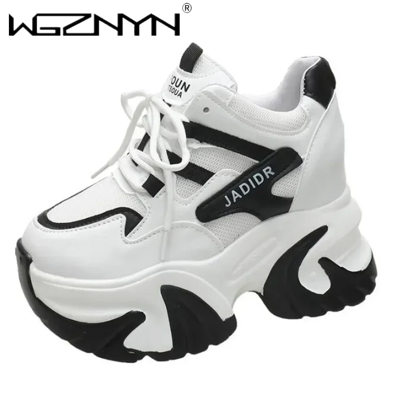 

Designer Autumn Breathable Sneakers Women Lace Up Platform Sports Shoes Woman Goth Thick Bottom High Heels Female Wedges Sneaker