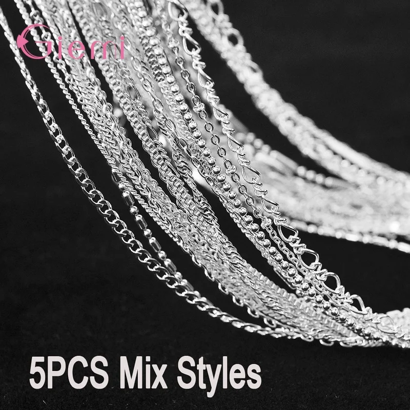 Brand New Pure 925 Sterling Silver Necklace Chains 10 Designs Options Good Quality Lobster Clasps 18 Inches For Pendant