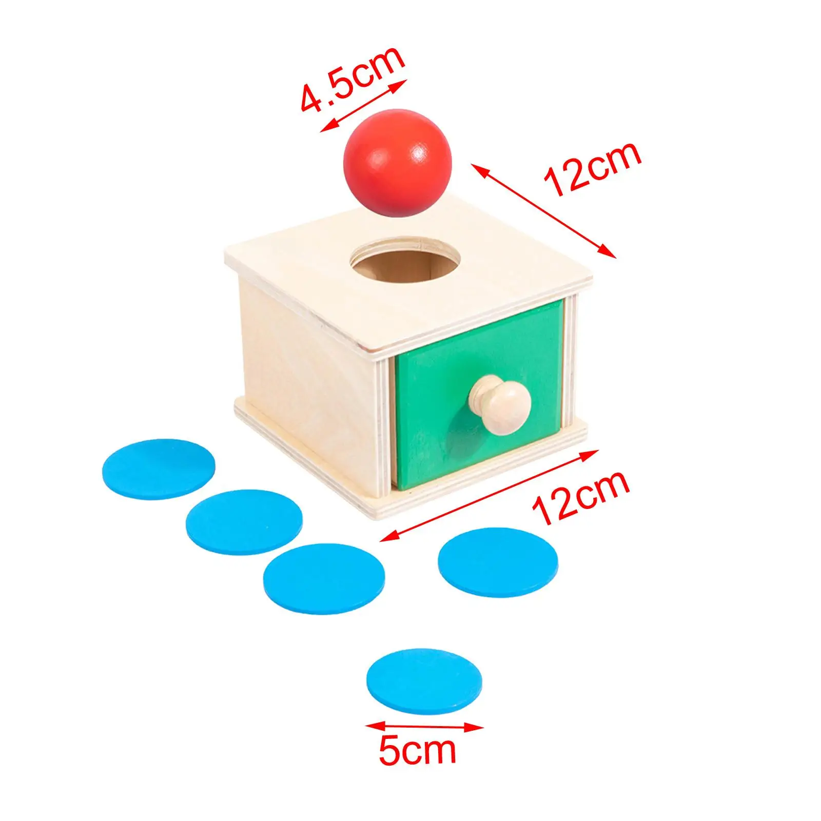 Caja a juego con forma de madera, materiales de juguete, caja de permanente con cajón