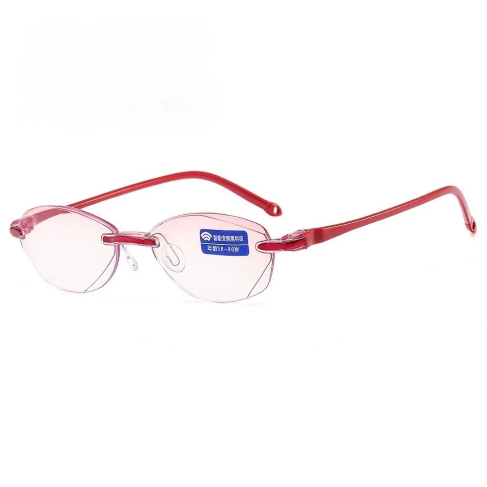 Rahmenlose Lesebrille für Damen, bifokal, weit und nah, blaues Licht blockierende Dioptrien +1,0 +1,5 +2,0 +2,5 +3,0 +3,5 +4,0 – Detail 6
