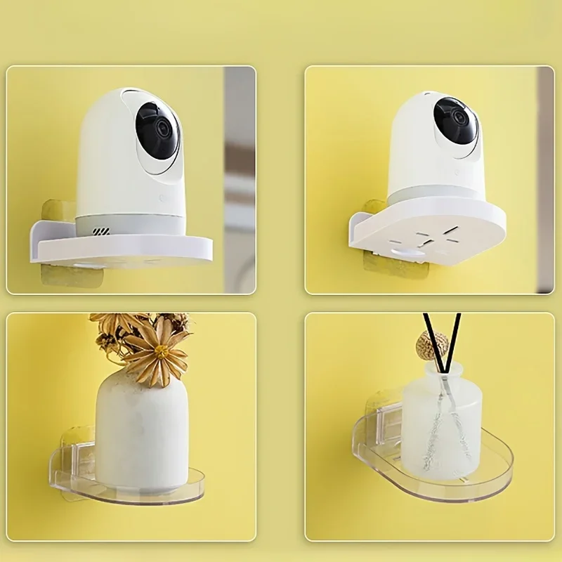 1pc Wall-Mounted Camera Holder Tray - No-Drill, Durable Plastic Organizer for Home Security Cameras, Minimalist Design,