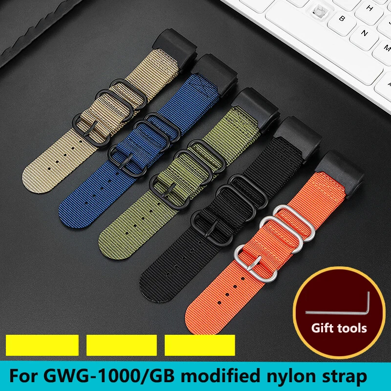 النايلون حزام (استيك) ساعة ل كاسيو G-Shock تعديل كبير الطين الملك GWG-1000-1A/A3/1A1 GB/GG 24 مللي متر مقاوم للماء تنفس النايلون شريط للرسغ