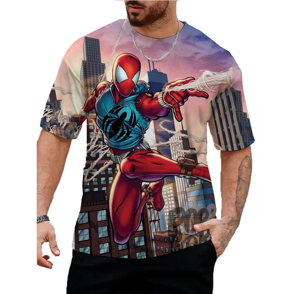 Oversized Spiderman boy girl T-shirts superhero men T-shirts 3D print Marvel short sleeves MINISO men's T-shirt new men clothing