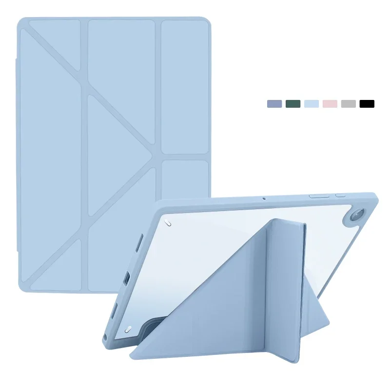 For Samsung Tab S8 S9 S10 Plus S11 Case S7 S7FE Tab A11 A9 A8 A7 Lite Acrylic Tablet Case Cover Hard Clear Y-fold Stand Capa