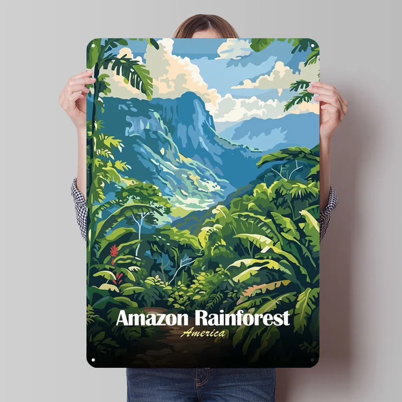 

Оловянная вывеска Amazon Rainforest, металлический плакат для путешествий, украшение дома, декор для гостиной, металлические вывески на заказ для украшения стен