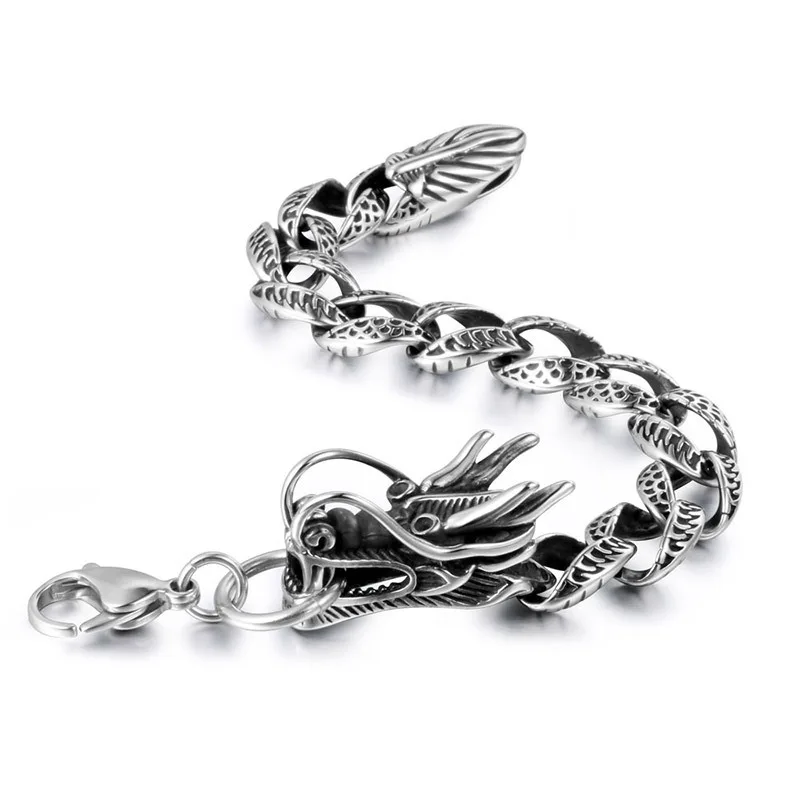 

National Style Jewelry Imitation Old Fashion Trend Titanium Steel Dragon Bracelet Bracelet Trendy Man Personality Street Hip Hop