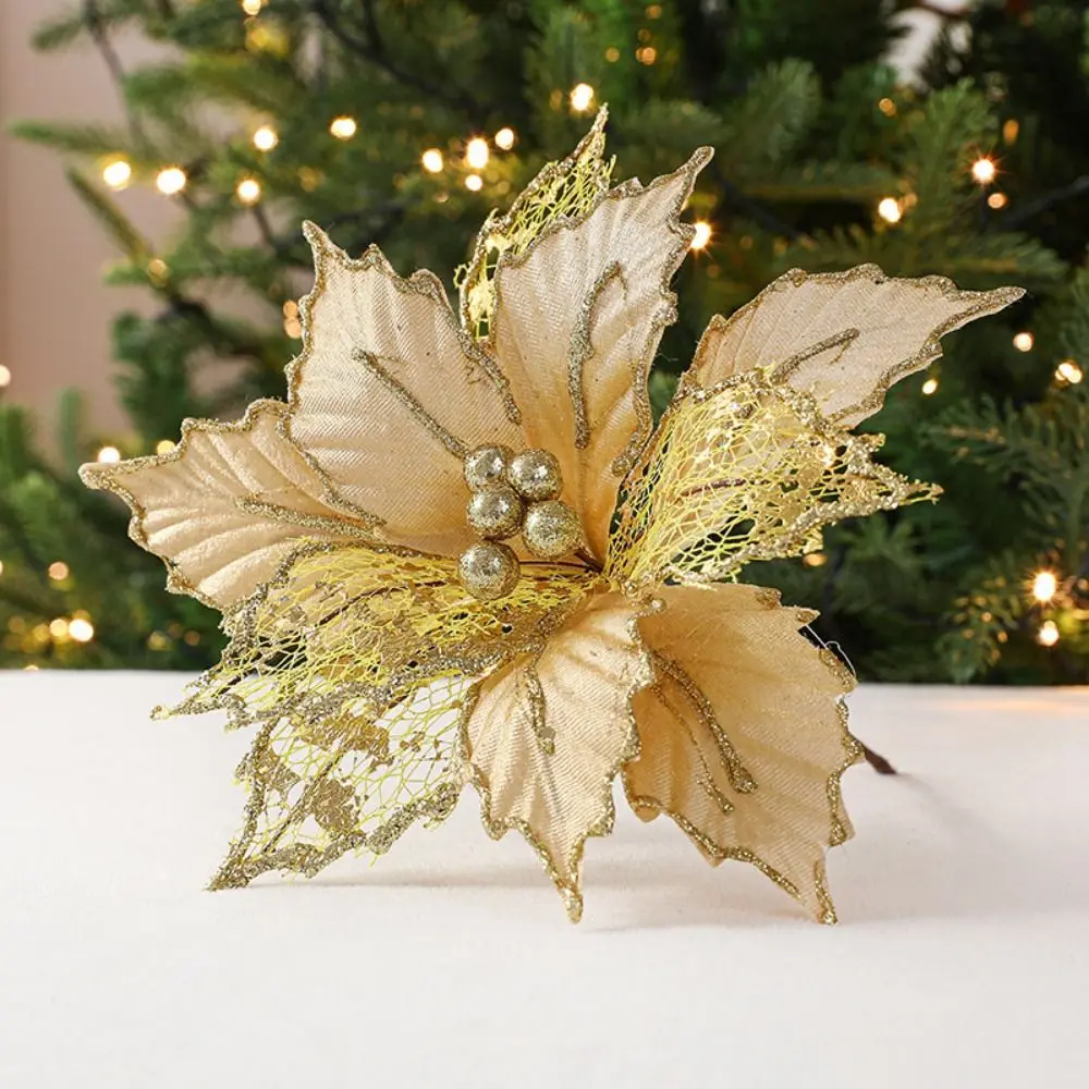 Mixed Leaves Hollow Christmas Flowers Handmade DIY Artificial Flower Oranment Maple Leaf Type Xmas Decorative Flowers