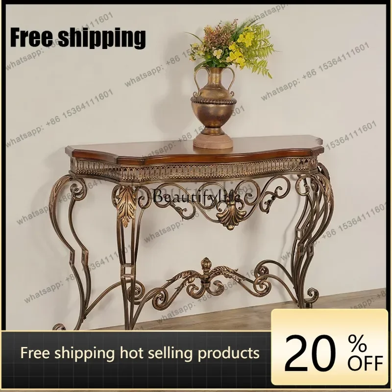 JJ American wrought iron entrance table furniture French decorative strip case European retro entrance cabinet