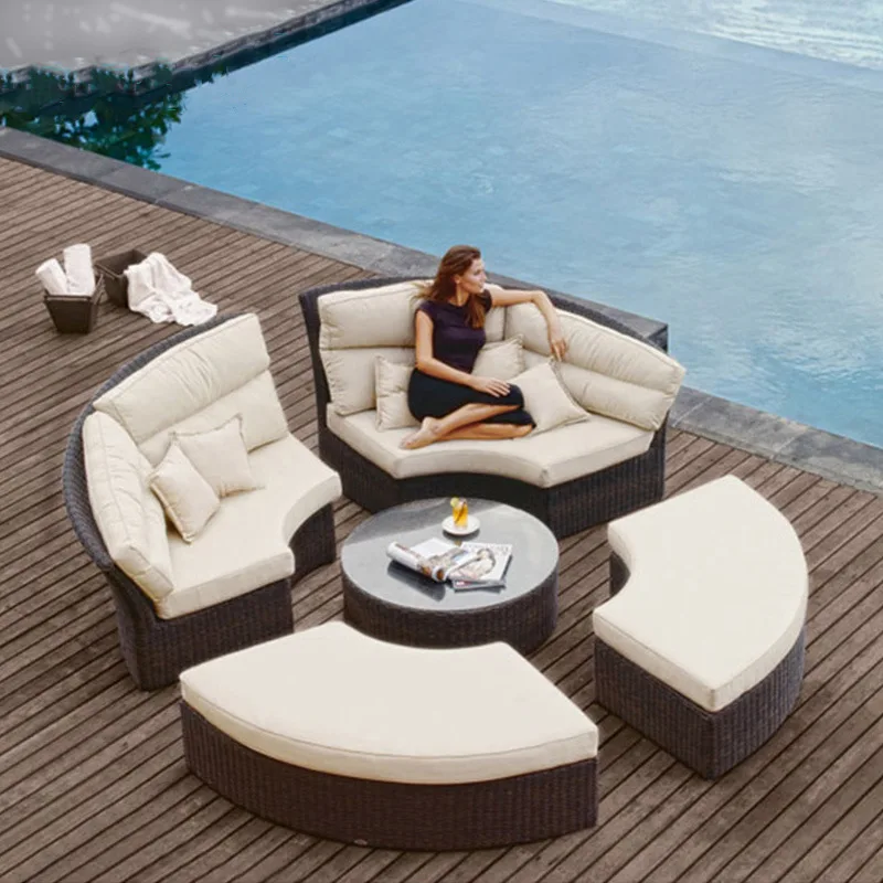 

Outdoor round double bed scenic garden queen bed courtyard balcony swimming pool