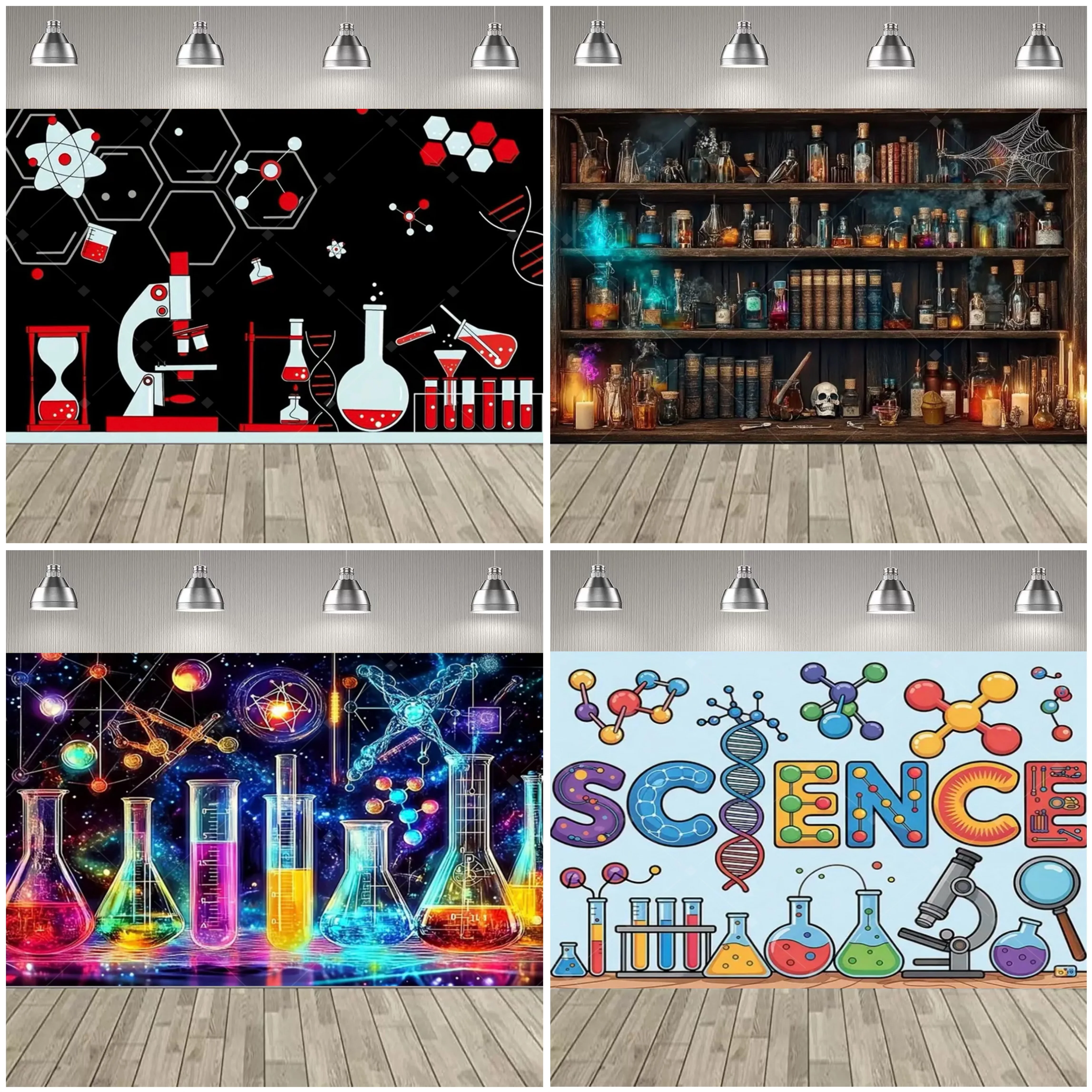 Verrückter Wissenschaftler, wissenschaftliches Experiment, Party-Dekoration, Hintergrund, Chemie-Experiment, Kindergeburtstag, Partyzubehör, Dekor-Banner
