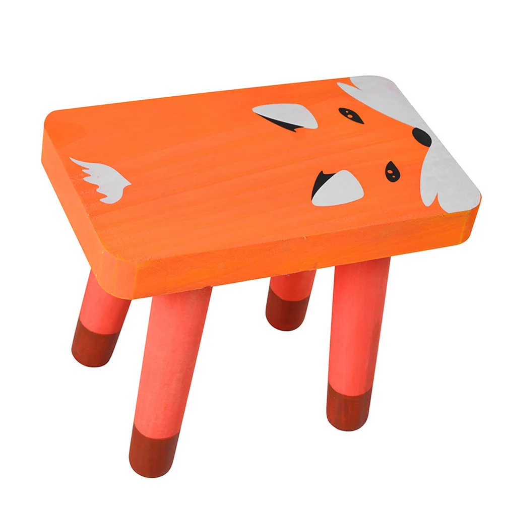 Creative Pattern Kids Wooden Stool Premium Material Fine Workmanship Lightweight Portable Cartoon Step Stool Home Use