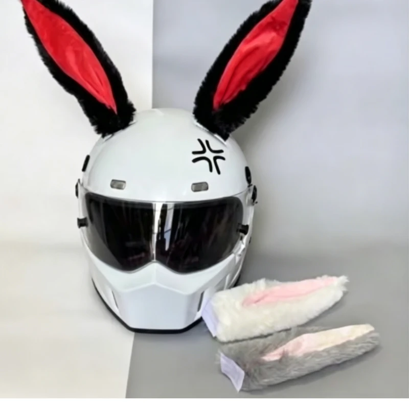 Helmet Decoration Ears Electric Car Helmet Accessories Plush Rabbit Ears 3-Color Cat Ears Quick Remove Helmet Decoration