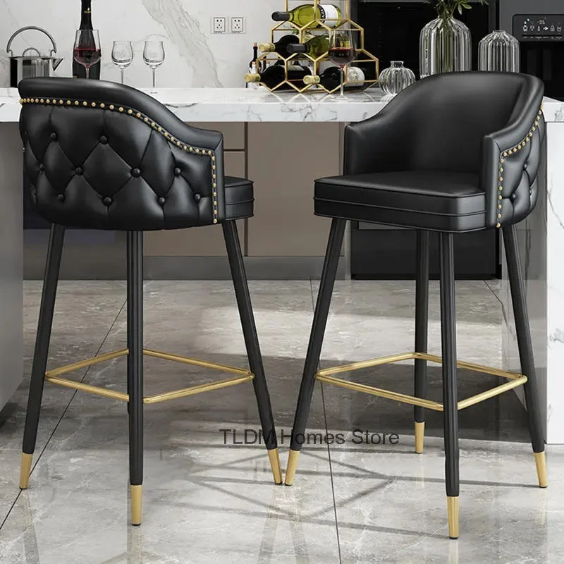 

Nordic Solid Wood Bar Chairs Home High Stool with Soft Cushion Designer Retro Bar Furniture Bar Stools Front Desk Back Armchair