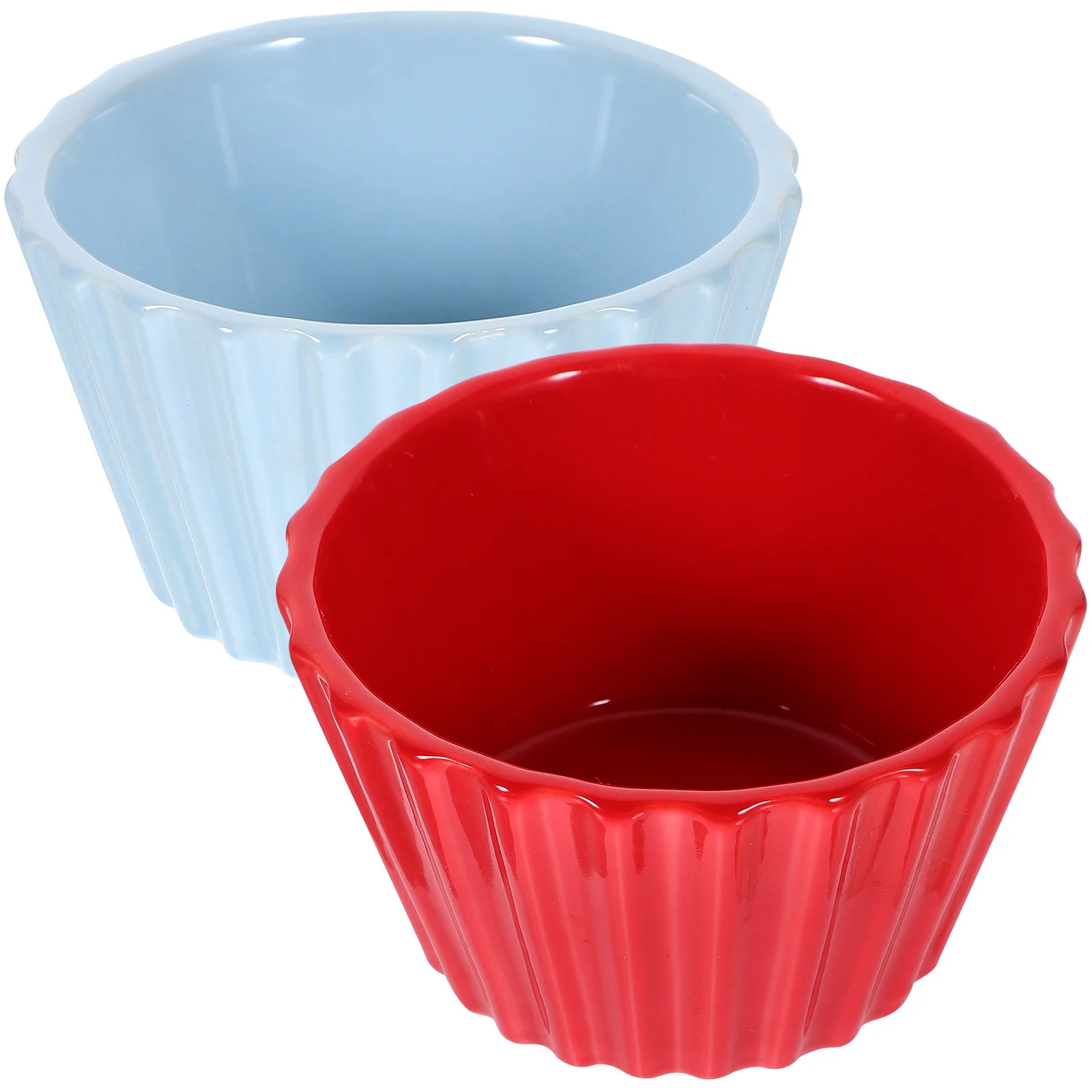 2Pcs Small Ceramic Baking Bowls Oven Safe Ramekins for Pudding Desserts Baking Cups Easy to Clean Ceramic Ramekins