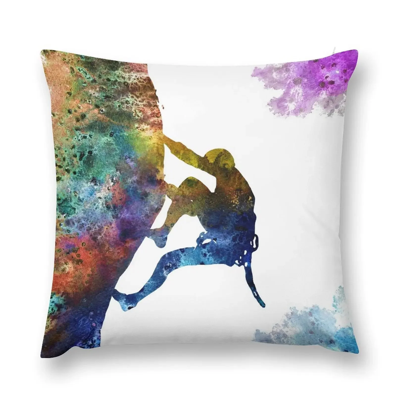 

Rock climbing extreme sport man, climbing man, climber, watercolor rock climbing Throw Pillow Pillowcase pillow