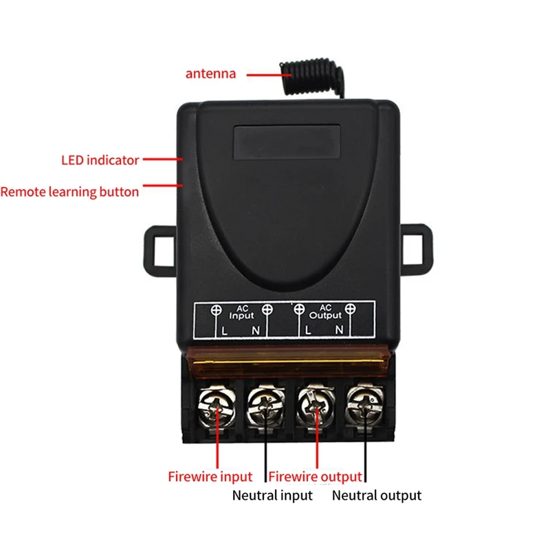 5X AC220V 30A 1CH 433Mhz Wireless Remote Control Switch RF Relay Receiver + On/Off For Electric Appliance Lamp