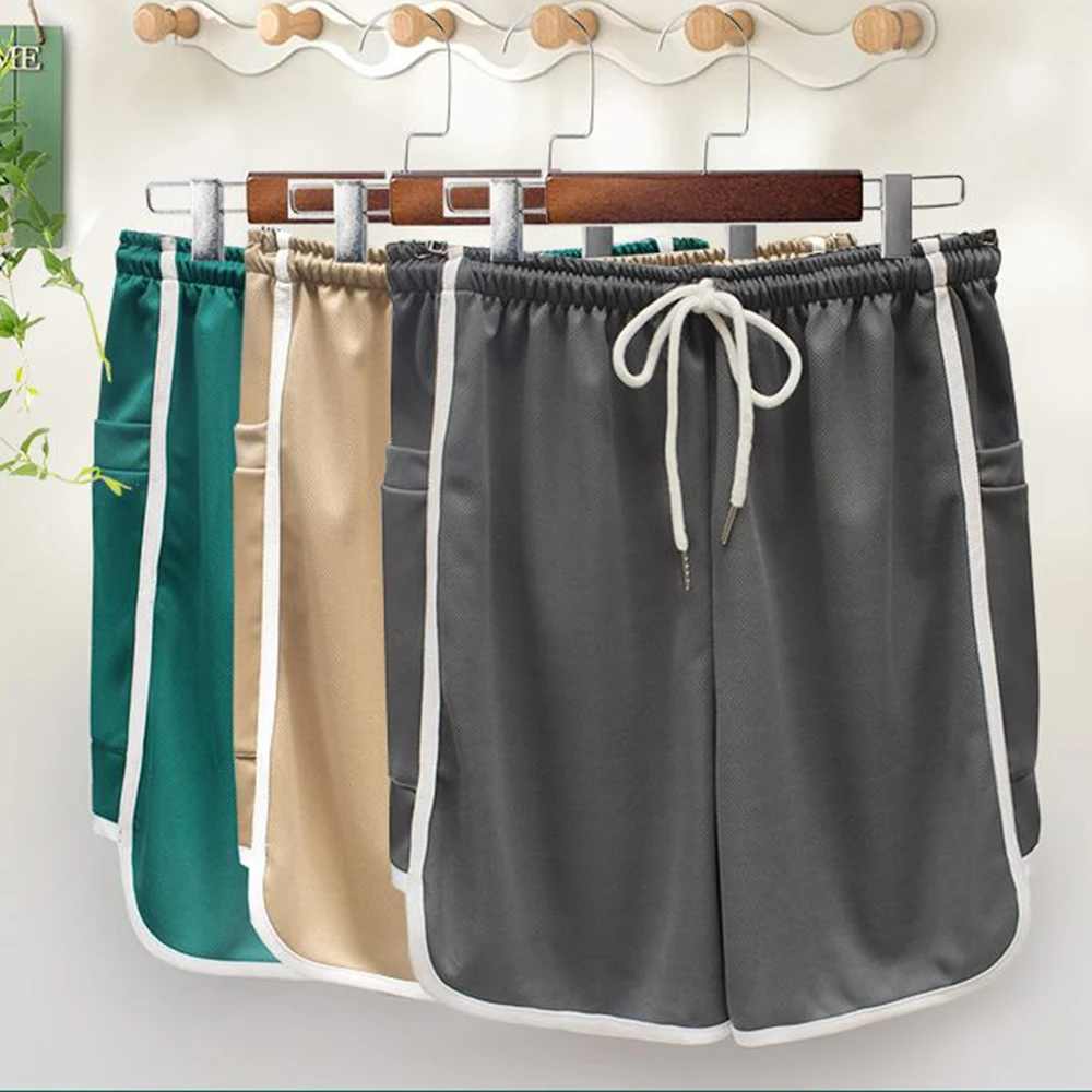 

Summer Glossy Pockets Plus Size Men Shorts Outdoor Fitness Casual Sports Home Bottoms