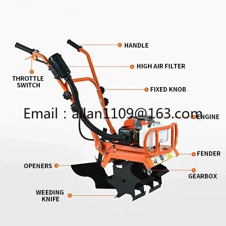 Gasoline 2-Stroke Mini Farm Rotary Tiller Agricultural Rotavator Tractor Power Hand Operated Cultivator Mini Tiller