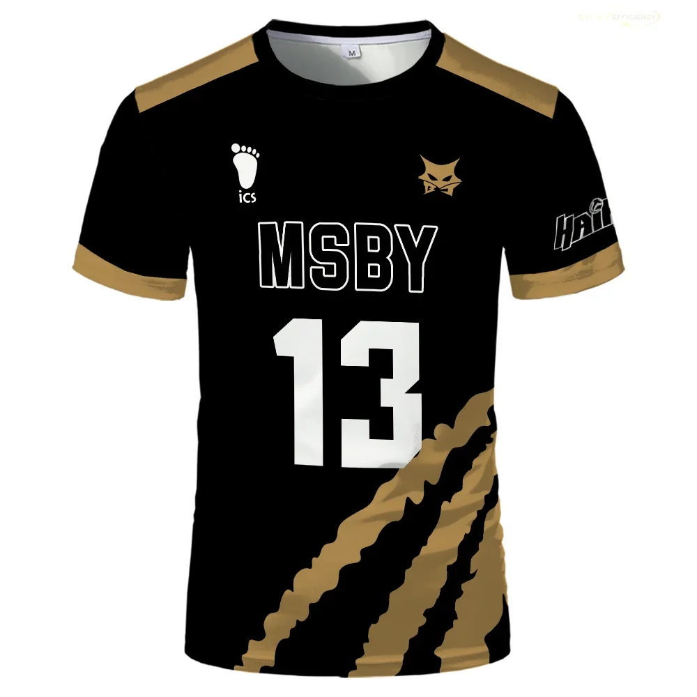 Summer Hinata Shoyo Black Jackal Volleyball Shirt T-shirt Haikyuu MSBY Shirt 3D Printed T-shirt Street Sports Oversized Top image 3