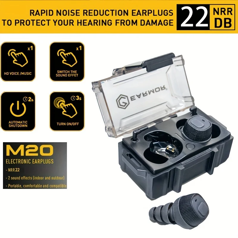 EARMOR M20 Electronic Earplugs Headset Anti Noise Ear Plug Noise Canceling Ear Muff for Shooting Hearing Protection NRR22db