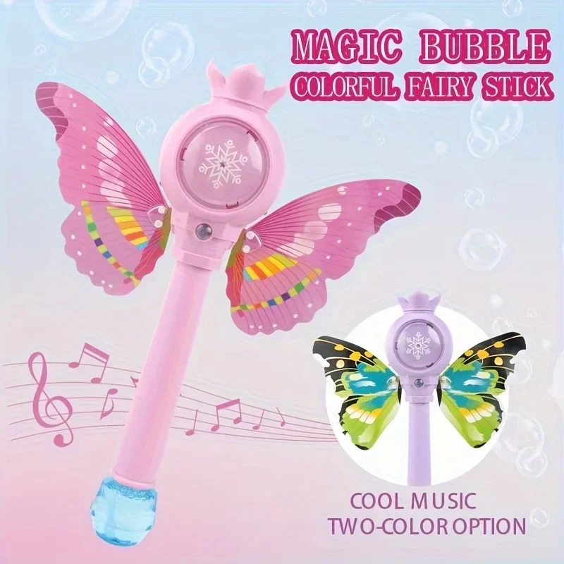 Princess Magic Wand Bubble Machine Toy with Music and Lights, Handheld Outdoor Toy, Ideal for Entertainment, Party Supplies