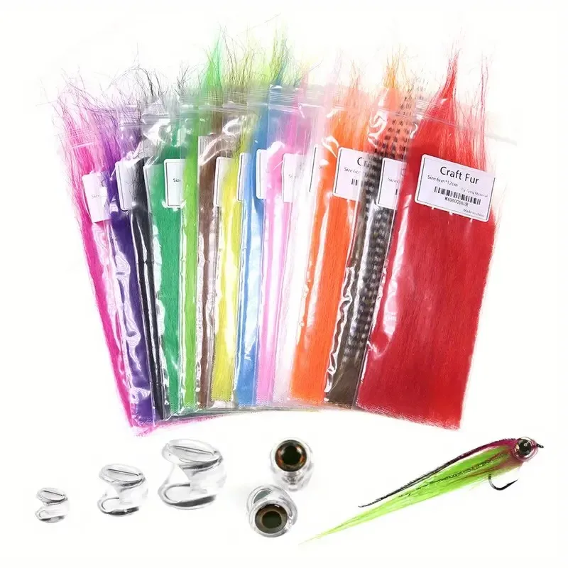13-pacotes-de-cores-misturadas-de-fibra-longa-pele-artesanal-com-cabeca-de-peixe-isca-de-amarracao-de-mosca-de-peixe-material-pelavel-fibra-sintetica-macia