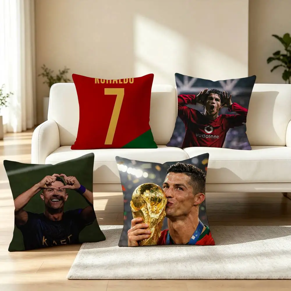 C-CR7 Cristiano Ronaldo Football Star Pillow Case Square Double-Sided Sofa Cushion Cover Bedroom Bedside Pillow