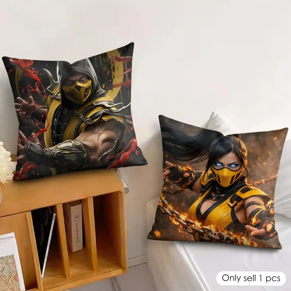 Game Mortal K-Kombat Intense Cushion Cover Soft Plush Fabric Double-Sided Printed Pillowcase for All Seasons Home Decor