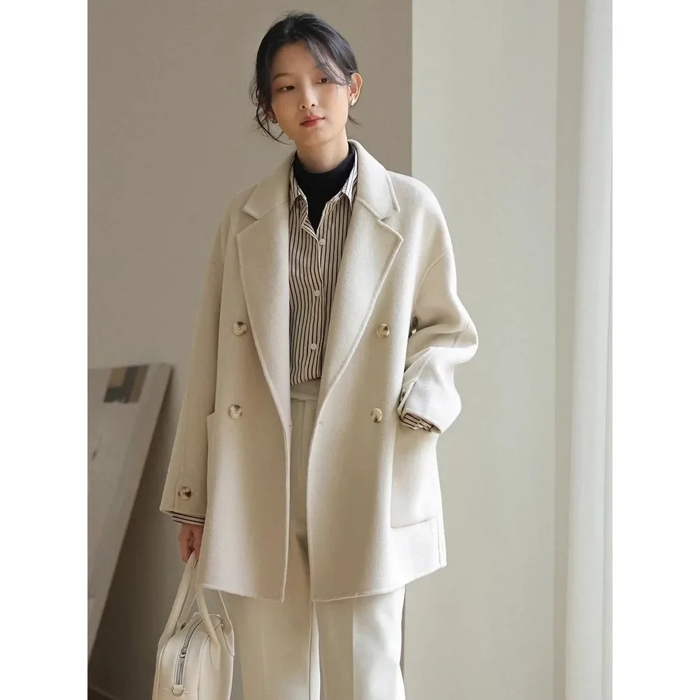 

2025 New Winter Wool Coat Women Fashion Korean Style Loose Double Faced Wool Jacket