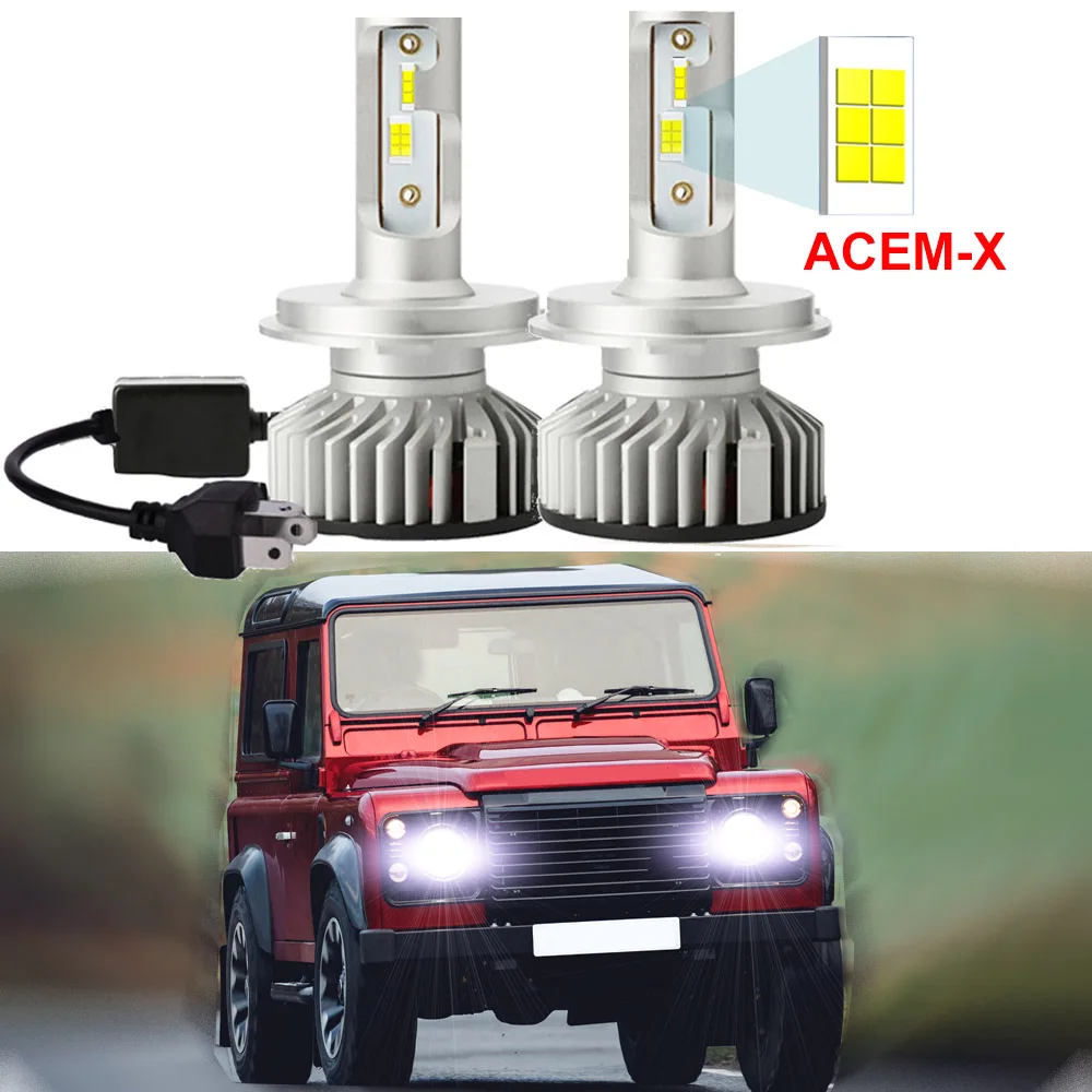 2Pcs Car Led Headlight Bulb For LAND ROVER DEFENDER 1990-2016 High Low Beam LED Headlamp Canbus