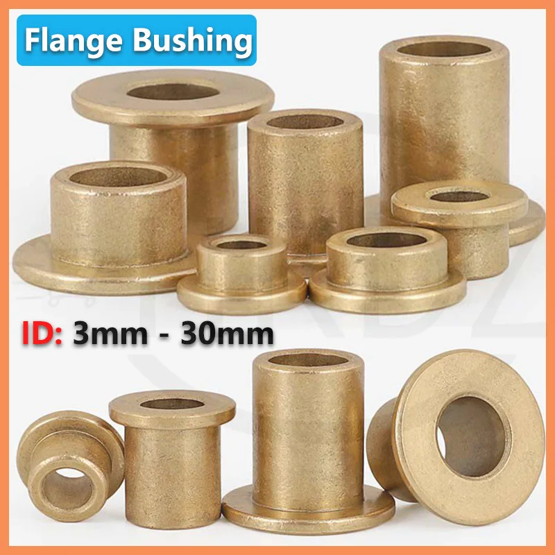 Sintered Bronze Flanged Bushing ID 3 4 5 6 8 10 12 -30mm Copper Alloy Self Lubricating Sintered Oil-Impregnated Plain Bearing