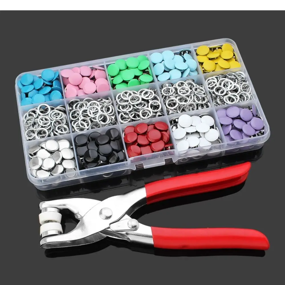 

100Pcs Metal Buttons Five Claw Buckle Clamp Set with Pliers 9mm Prong Snap Fasteners Tool Solid Press Colorful